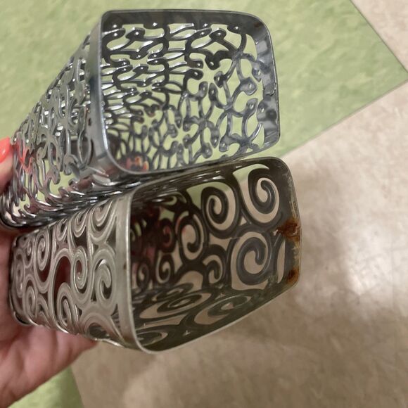 Bath & Body Works Silver Metal Soap Dispenser Sleeves Covers Set of 2 - Picture 3 of 5